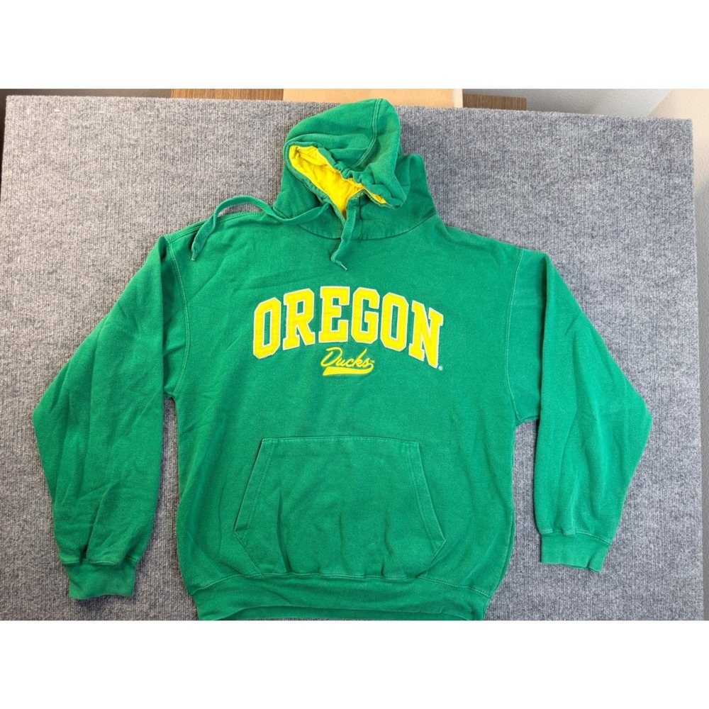 OVB Oregon Ducks Hoodie Mens XL‎ Green Yellow Y2K Graphic Pullover Sweatshirt